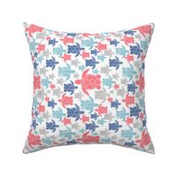 Going with The Flow Nautical Sea Turtles in Coral and Blue - Medium Scale