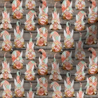 Spring Plaid Easter Bunny Gnomes on Barn wood - extra small scale 