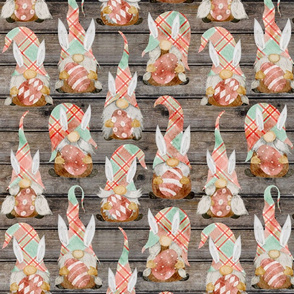 Spring Plaid Easter Bunny Gnomes on Barn wood - medium scale