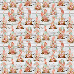 Spring Plaid Easter Bunny Gnomes on Shiplap - small scale