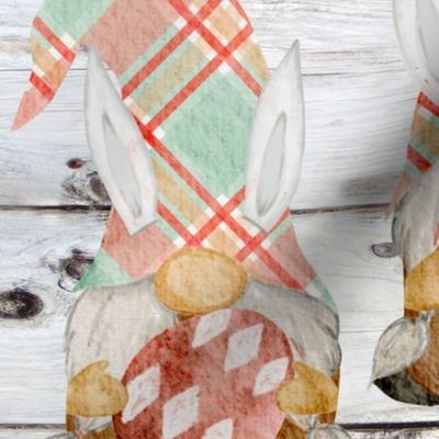 Spring Plaid Easter Bunny Gnomes on Shiplap - large scale