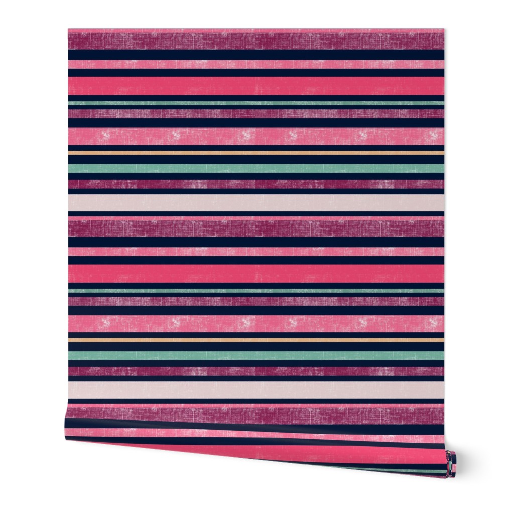 Wildflower Garden Stripes - Dark - Large Scale