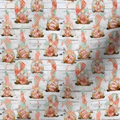 Spring Plaid Easter Bunny Gnomes on Shiplap - extra small scale