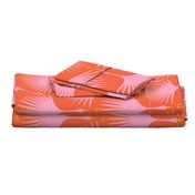 Art Deco Swans - Pink on Red/Orange - 12" Wide