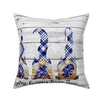 Some Bunny Loves You Blue Plaid Gnomes Shiplap 18 inch