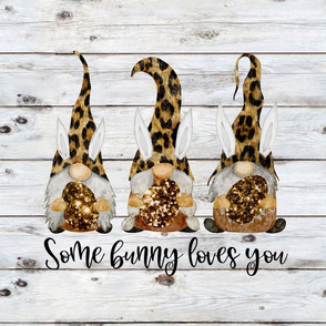 Some Bunny Loves You Leopard Gnomes Shiplap 18 inch