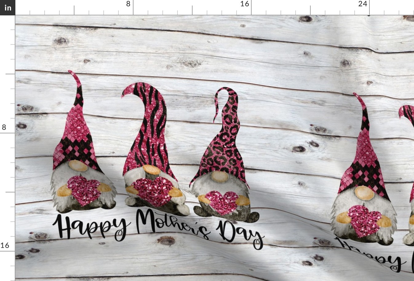 Happy Mothers Day Pink Leopard Glitter Gnomes 18 inch square
