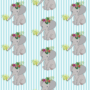 Baby Elephant Love (half drop) - tourquoise stripes, medium 