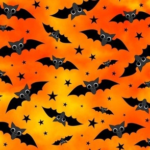 halloween night bats tossed orange yellow 