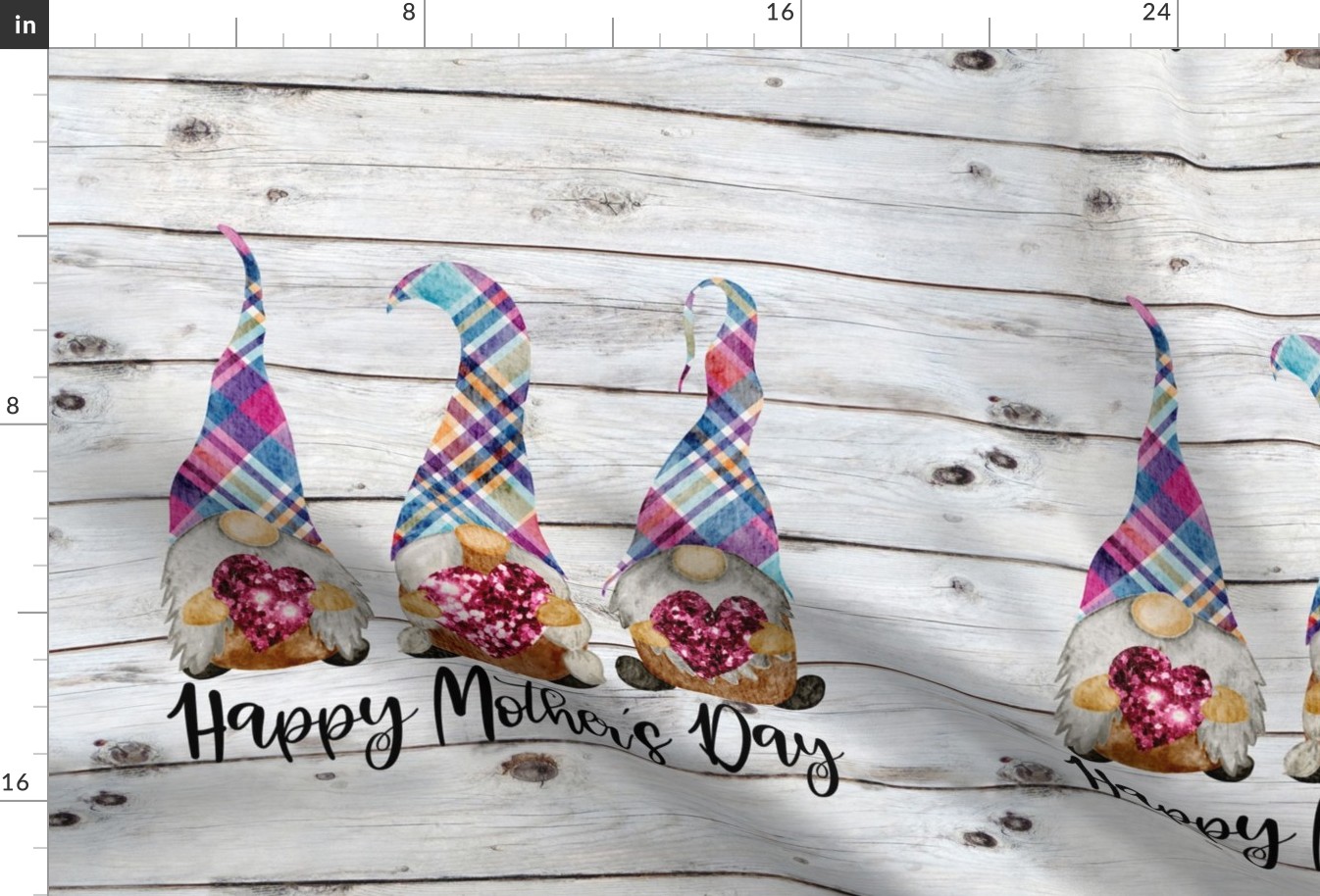 Happy Mothers Day Rainbow Plaid Gnomes 18 inch square