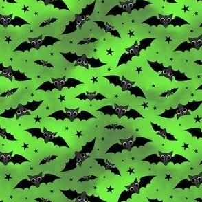 halloween night bats tossed green (small scale)