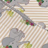 Baby Elephant Love (half drop) - beige Stripes, medium 