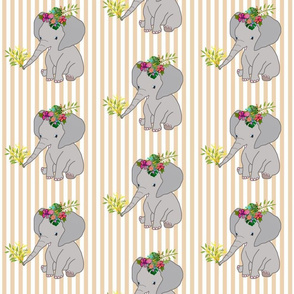 Baby Elephant Love (half drop) - beige Stripes, medium 