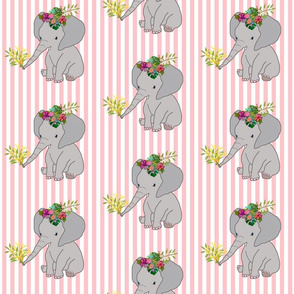 Baby Elephant Love (half drop) - pink Stripes, medium 