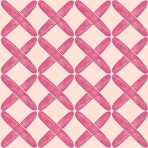 $ Cottage garden - XX garden trellis in bubblegum pink and cream for wallpaper, duvet covers, soft furnishings, table linen and kids apparel