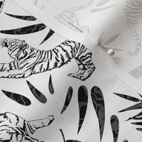 Tigers and Bamboo Leaves I - Black and White / Medium