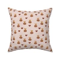 Little bumble bee cute hand cut baby insect garden ochre yellow gender neutral nursery cinnamon yellow blush copper linnen texture SMALL