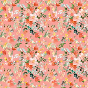 Summery Oleander floral Coral Pink Small