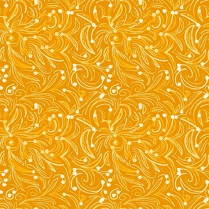Bicolor "Spring sun" floral pattern with white flowers and yellow background.