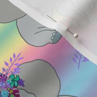 Baby Elephant Love (Floral) #2 - rainbow, medium 