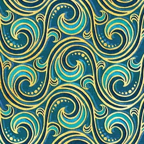 Modern Rococo Mermaid Ocean Waves - large