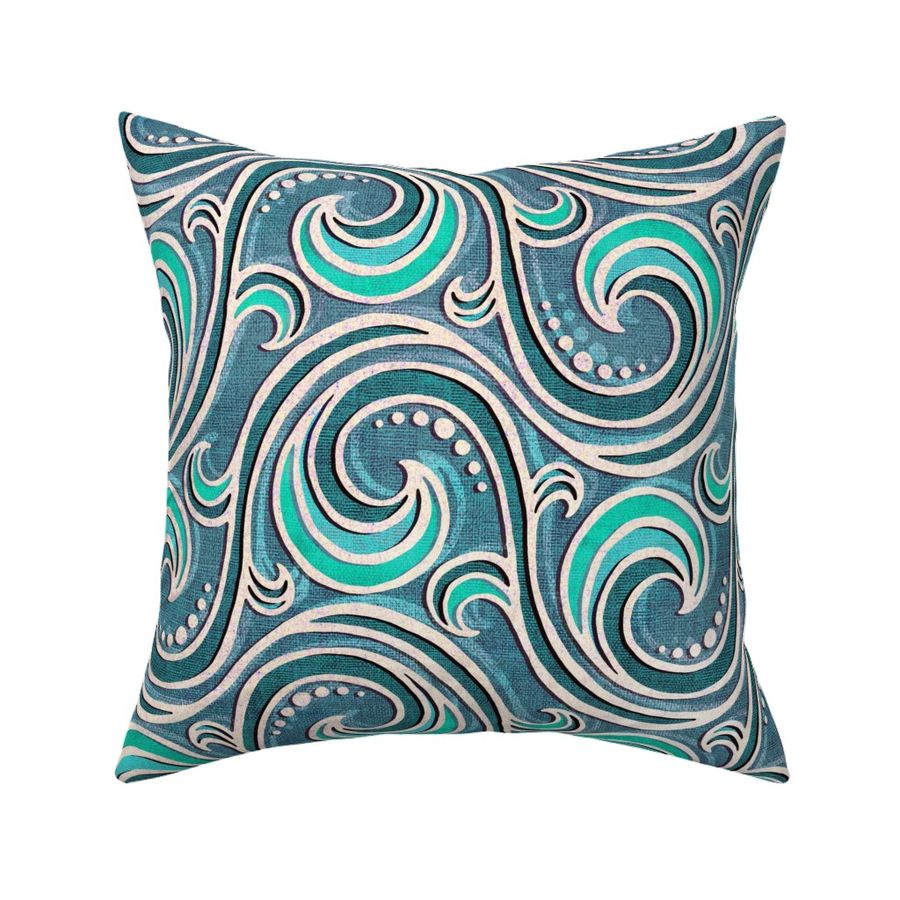 Mermaid Ocean Waves in Seafoam Greens and Blues - large