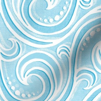 Pastel Blue and White Mermaid Ocean Waves - large