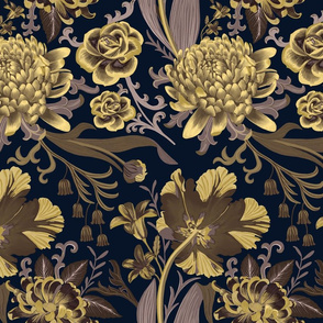 Baroque florals - golden - xl
