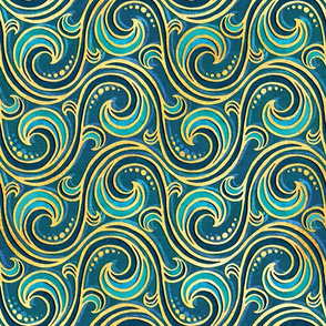 Modern Rococo Mermaid Ocean Waves - medium