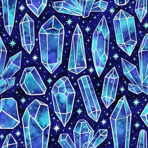 Watercolor Crystals Blue 