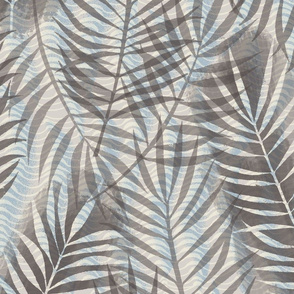 Large scale palm shadows / taupe blue
