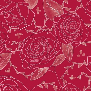 Red roses floral pattern elegant and romantic