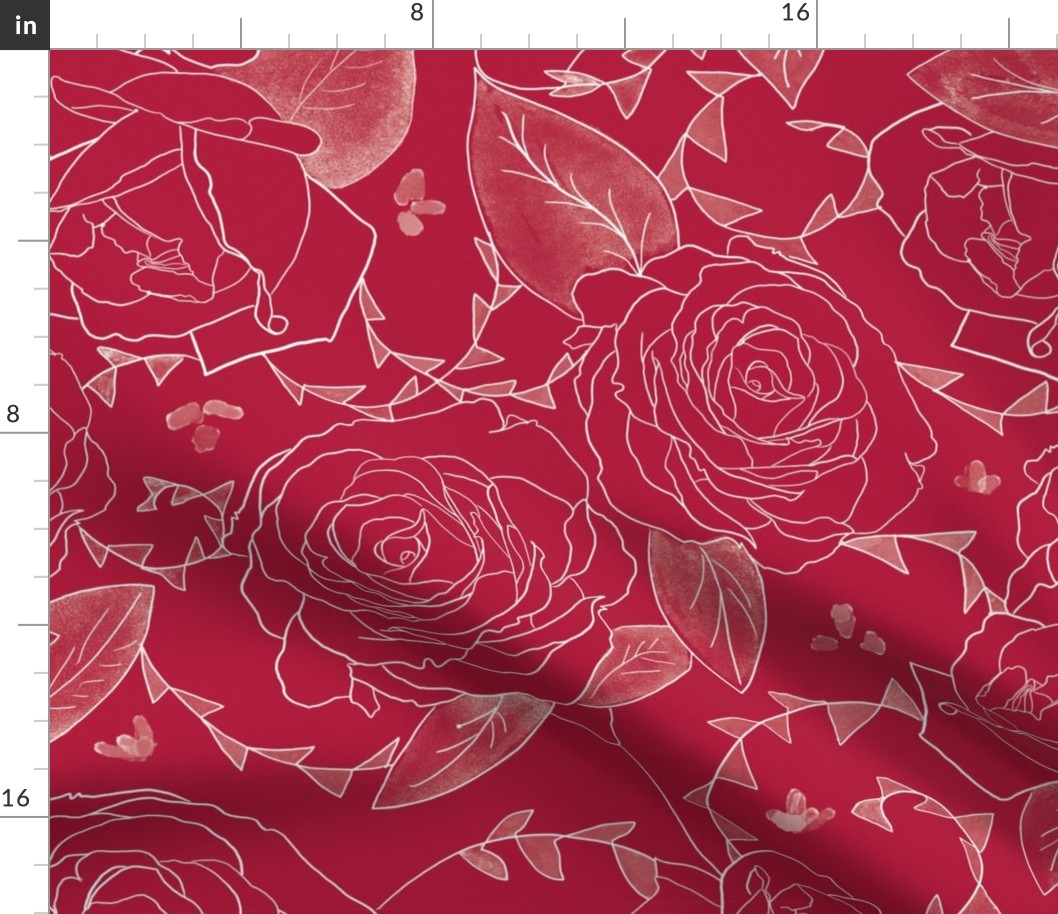 Red roses floral pattern elegant and romantic