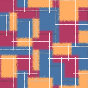 Rectangles and lines - Orange, pink, blue - Big