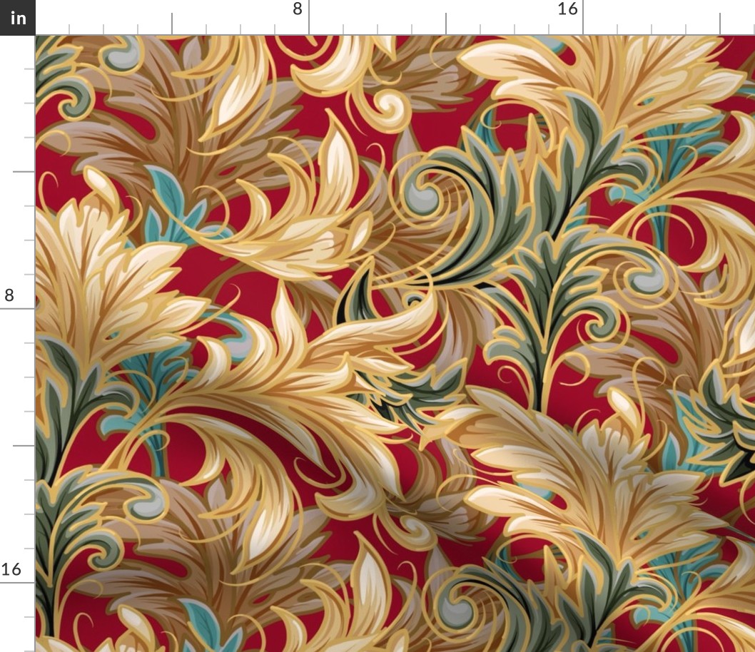 Rococo Bliss | Cool Red + Green + Cream + Gold