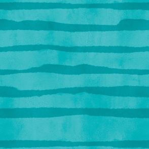 Minimal pattern with horizontal waves and turquoise background. Watercolor effect.