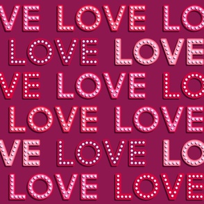 Love Love Love retro light bulbs burgundy MCM Valentine's