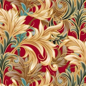 Rococo Bliss | Small | Cool Red + Green + Cream + Gold