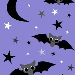 Halloween night bats in violet