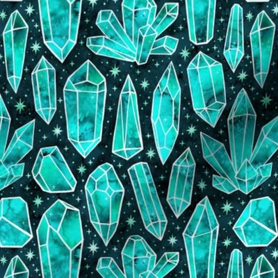 Watercolor Crystals Turquoise