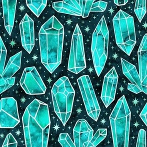 Watercolor Crystals Turquoise