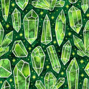  Watercolor Crystals Green