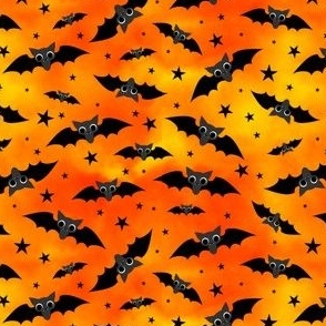 halloween night bats tossed orange yellow (micro scale)