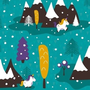 Yeti and Friends with Mountains and Trees