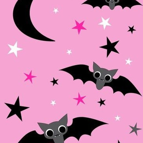 Halloween night bats in pink