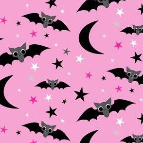 halloween night bats in pink (small scale)