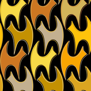 cats - pepper cat shades of yellow on black - geometric cats
