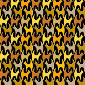 small scale cats - pepper cat shades of yellow on black - geometric cats