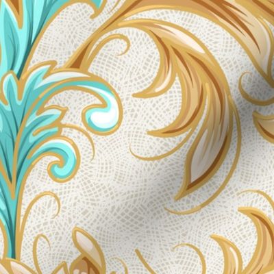 Rococo Bliss Single w Texture | Natural-Teal