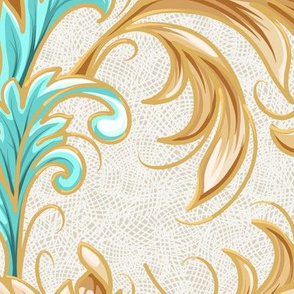 Rococo Bliss Single w Texture | Natural-Teal